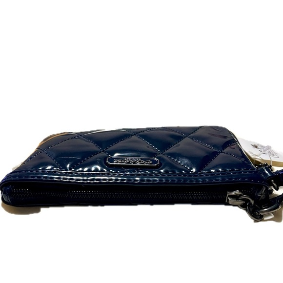 COACH Poppy NWT Quilted Cobalt Blue Gloss Small Wristlet & Coach Dustbag - Picture 16 of 16